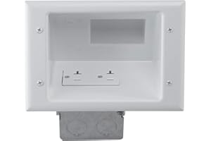 DATA COMM Electronics 45-0072-WH Commercial Grade Recessed Wall Plate Cable Pass Through, Mid-Size Low Voltage AV/HDMI Cord Hider with 20A Duplex Power Receptacle, TV & Home Theater, White