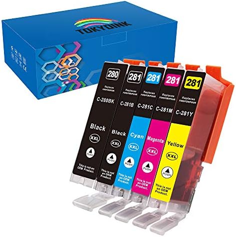 Compatible Ink Cartridge Replacement for Canon PGI-280XXL CLI-281XXL PGI 280 XXL CLI 281 XXL for PIXMA TR7520 TR8520 TS6120 TS6220 TS8120 TS8220 TS9120 TS9520 TS9521C Printer by TOKYOINK (5 Pack)