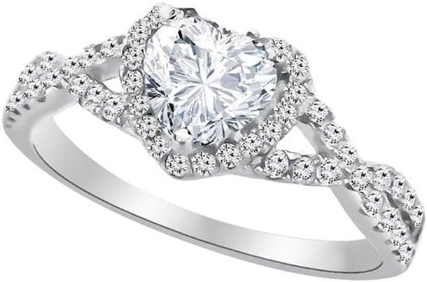 Heart Shape Promise Ring For Her Sterling Silver Cubic Zirconia - Clear (9)