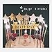 Gold Glitter Silver Glitter White Glitter Pentacle Gold Glitter Happy Birthday Cake Toppers Set of 11, 300 Gram Paper Highest Quality, Birthday Party Decoration, Handmade and Sold by Soccerene