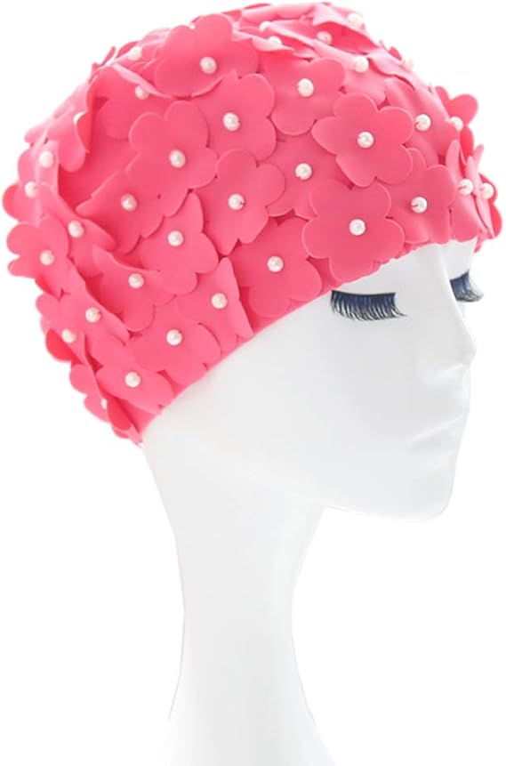 Medifier Vintage Badekappe - Retro Blumenmuster Für Damen, Dehnbar Für Alle Kopfgrößen