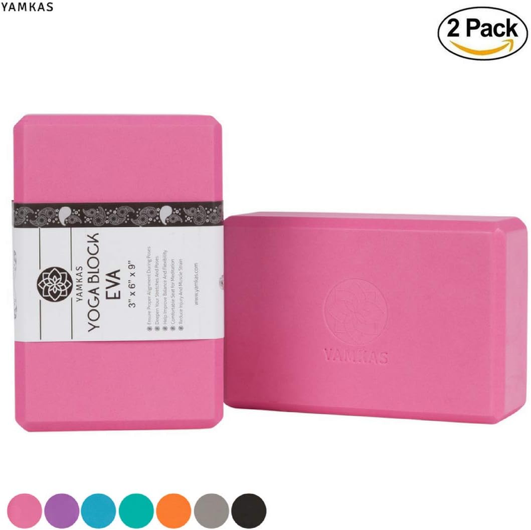 Yamkas Yoga Block Set - High Density EVA Foam Blocks, Eco Friendly Brick
