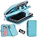 Urvoix for iPhone Xs Case, iPhone X Case, Leather Zipper Wallet Handbag with Strap, Detachable Magnetic Case with Flip Card Holder Cover for iPhone 10 / Xs/X Blue