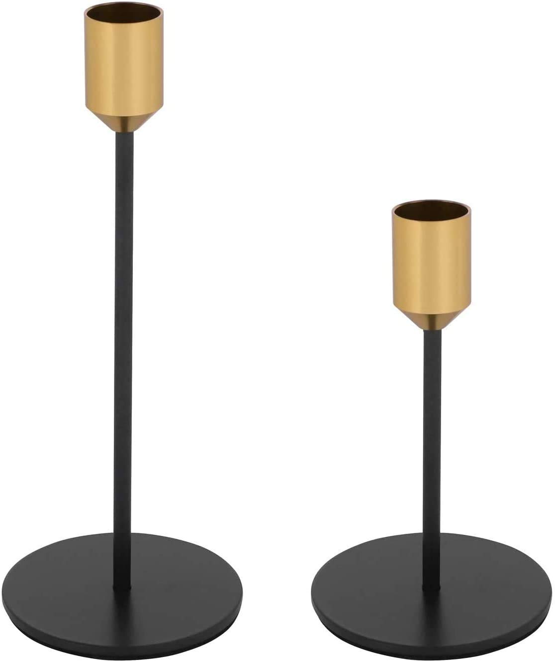 Tall Candlestick Holders Metal Stand Candle Holder Black Single Head Taper Candle Holder Modern Candle Stick for Dinning Party Home Table Outdoor Wedding Romantic Decor,2 Different Size