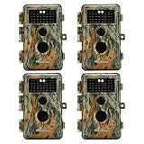 BlazeVideo 4-Pack No Glow Infrared Trail Hunting Game Cameras 16MP 1920x1080P Video Tracking & Monitoring 65Ft Night Vision Wildlife Deer Cameras Motion Activated Password & IP66 Waterproof Protection