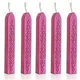 V-Dragon 5Pcs V-Dragons Manuscript Sealing Seal Wax Sticks Wicks for Invitations Envelope Letter (Pink)