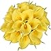 Luyue 20 Pcs Fake Yellow Calla Lily Artificial Flowers Bridal Wedding Bouquet Latex Real Touch Flower Home Kitchen Office Decor