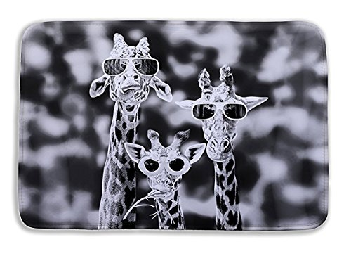 Giraffe 3D Printed Anti-slip Bath Rugs Anti-bacterial Soft Bathroom Mat Bathroom Carpet for Kids Safety with Memory Foam Fabric 19.5\