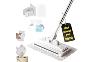 Hands-Free Multi-Purpose Flat Mop – Lazy Cleaning & Face Towel Compatible 39in Long Handle Dust with Locking Head for Wall Ba