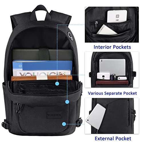 YOREPEK Slim Laptop Backpack, Anti Theft Backpack with USB Charging