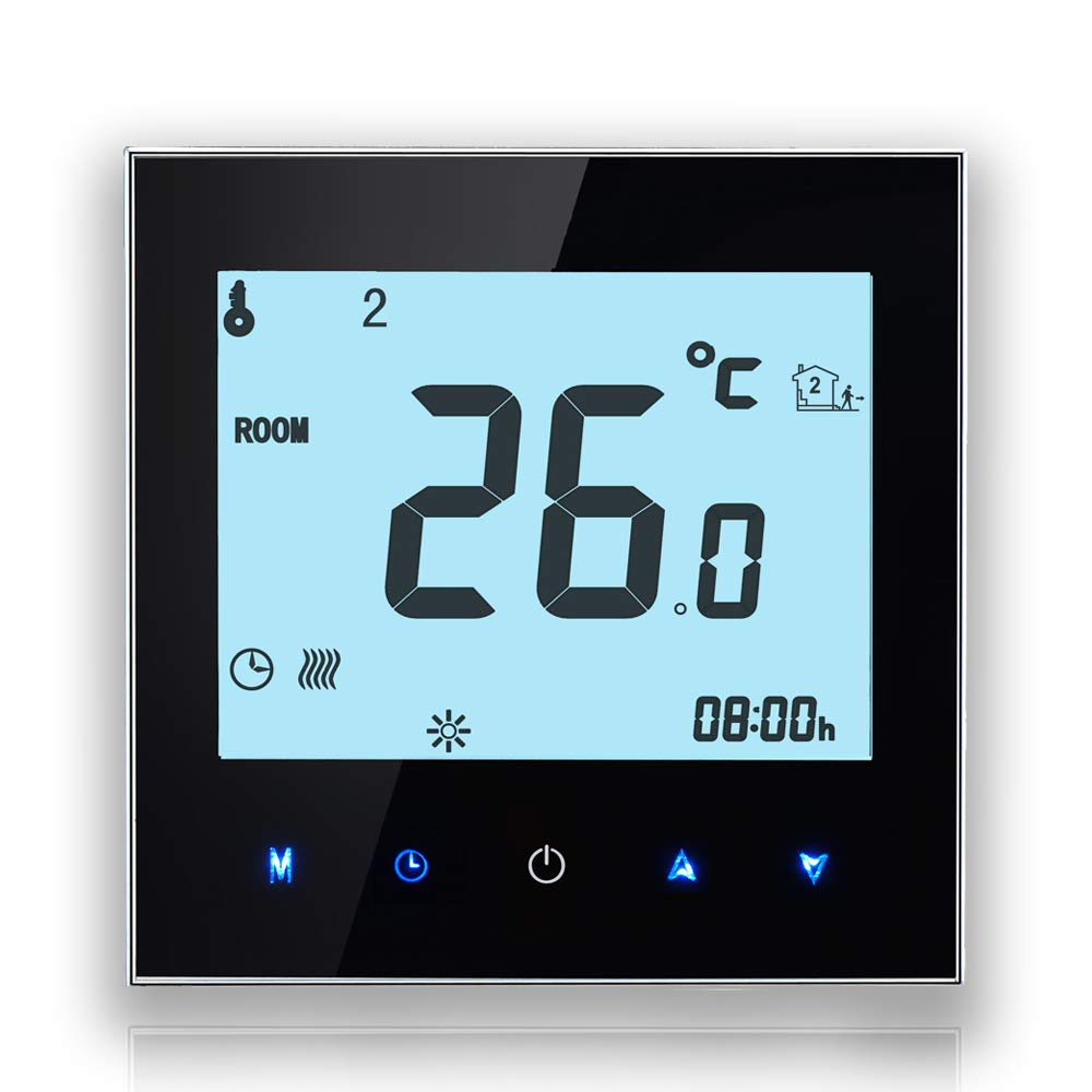 BecaSmart Series 1000 Wifi Smart Thermostat for Water Heating 3A with LCD Touch Screen, Intelligent Programming Control Black