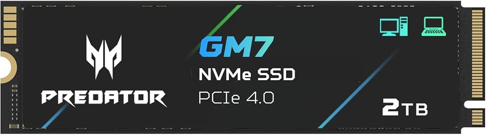 Acer Predator GM7 2TB NVMe PCIe 4.0 M.2 2280 SSD 7200 MB/s