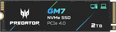 Acer Predator GM7 2TB NVMe PCIe 4.0 M.2 2280 SSD 7200 MB/s