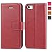 TUCCH iPhone SE Wallet Case, iPhone 5s Case, Premium PU Leather Flip Case Card Slot, Stand Holder Magnetic Closure [TPU Shockproof Interior Protective Case] Compatible iPhone SE / 5s / 5, Red