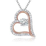 Billie Bijoux 925 Sterling Silver Necklace Platinum Plated “Only You” Zirconia Diamond Love Open Heart Charm Pendant Necklace for Women 18
