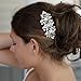 Mariell Vintage Floral Pearl and Crystal Bridal Hair Comb for Weddings or Prom