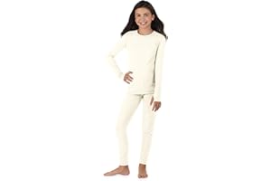 Cuddl Duds Girls Cold Weather Fleece-Lined Thermal Underwear 2-Piece Set - Kids Long Sleeve Top and Leggings Long Johns