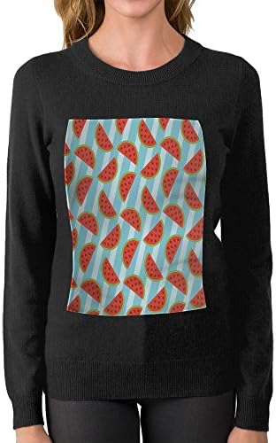 Watermelon And Stripe Cotton Sweater Round Neck Lightweight Best Personality