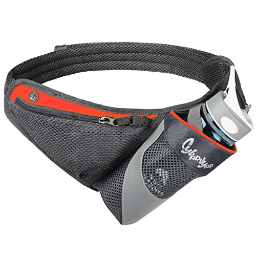 CyberDyer Running Belt Hydration Waist Pack with Water Bottle Holder for Men Women Waist Pouch Fanny Bag Reflective Fits iPhone 6/7 Plus (Orange)