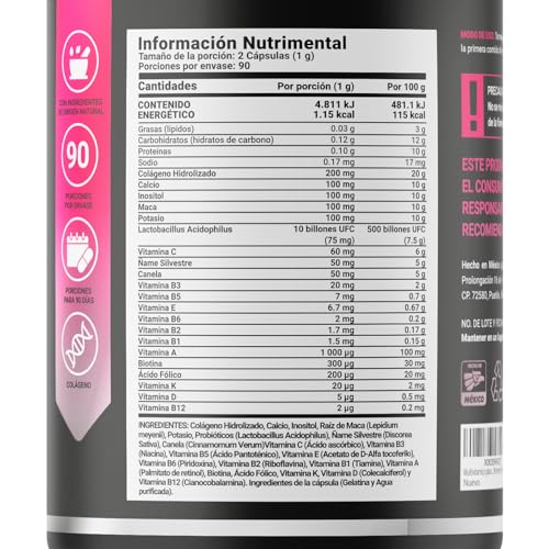 B Life Company Multivitamínico para Mujer Mayor de 40 años con 180 Cápsulas. Ingredientes naturales: Colágeno, Inositol, Maca, Probioticos. Womens Mult Matur3