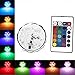 BZONE RGB Multi-color Submersible LED Light, Underwater Waterproof Battery Powered LED Accent Lights Landscape Lamp with Remote Controller for Pond Swimming Pool Vase Bowl Fish Tank (Convex Mirror)