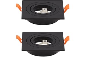 BRENDAXIN 2 pcs Black Square Embedded LED Spotlight Frame, lamp housing Side Length: 3.62 inches, Opening Diameter Size: 3.07