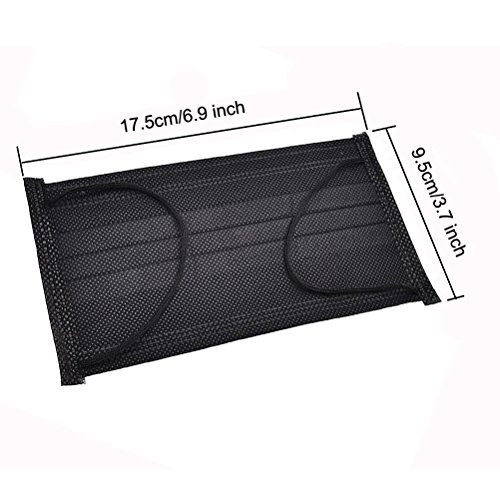 50 Packs Black Disposable Breathability Earloop Anti-Dust Medical Face Mask Dust Filter Mouth Cover With Individual Package And 3 Layers of Protection for Outdoor Activities
