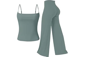 Workout Sets for Women 2 Piece Spaghetti Strap Sports Vest Straight Leg Bottoms Yoga Outfits Workout Tracksuits