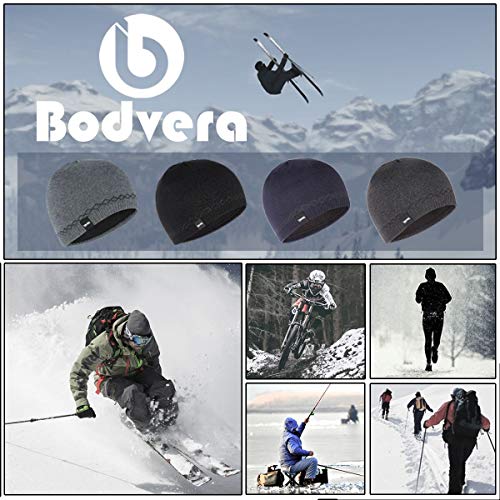 Bodvera Mens Winter Warm Knit Beanie Hats Tactical Fleece Plain Toboggan Ski Skull Cap,(Grey)