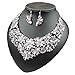 Yuhuan Women Alloy and Crystal Butterfly Necklace and Earring Set Color (Silver)