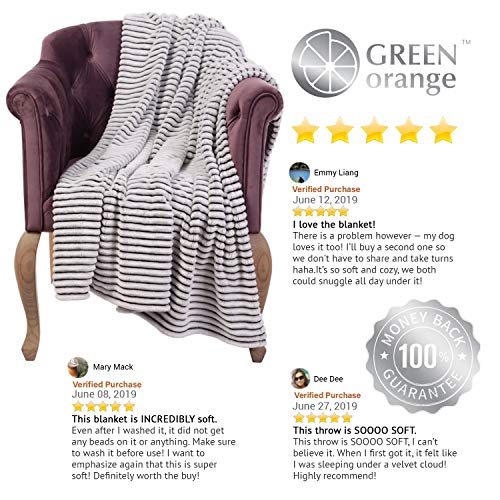 GREEN ORANGE Fleece Throw Blanket for Couch 50x60, Lightweight, Black