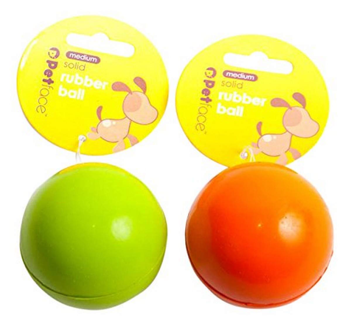 Petface Solid Rubber Ball Dog Toy, 6.6 cm, Green/Orange