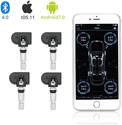 Tire Pressure Monitoring System, KUFUNG Wireless External TPMS Sensors, Real Time Temperature Alarm（internal）