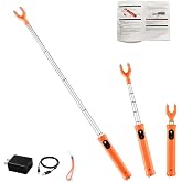 BODISEINT Rechargeable Cattle Prod with LED Light &ndash; 38 Inch Waterproof Electric Livestock Prod for Cows, Pigs, Goats, Dogs &ndash; Retractable Shaft, Lightweight, Woman Self Defense Tool