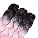 SONNET Kanekalon Ombre Braiding Hair 3bundles/lot 300g Synthetic Fiber HairBraid for Box Twist Braiding with 10pcs Free Decoration Dreadlock Deads (Black/L-Pink)