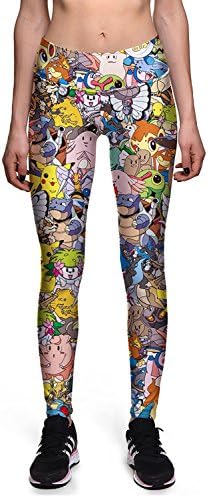 Lady Queen Women's Pokemon Pikachu Stretch Waist Fitness Sport Pencil Pants L Multicolor