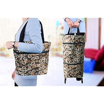 Flipco Collapsible Trolley Bags Folding Shopping Bag with Wheels Foldable Shopping Cart