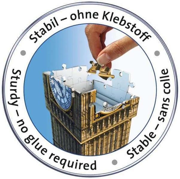 - Puzzle 3D Building - Big Ben - A partir de 10 Ans - 216 pièces numérotées à Assembler sans Colle - Accessoires de Finition Inclus - 12554