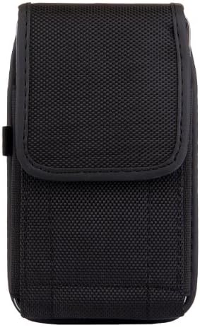 SumacLife Nylon Vertical Pouch with Belt Loop, Carabineer, Velcro Flap, for Smartphones - Retail Packaging - Black