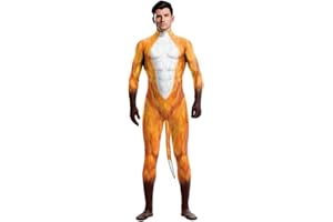 Bemeiren Men's Animal Bodysuit Costume with Big Tail Print Petsuit Spandex Furry Jumpsuit Cosplay Halloween Party