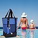 2 in 1 Shopping Bag Tote with Insulated Cooler and Coin Pouch for Beach, Picnic, Blue 20-23L