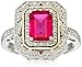 Amazon Collection Sterling Silver and 14k Yellow Gold Emerald Cut Created Emerald and Diamond Accent Art Deco-Style Ring