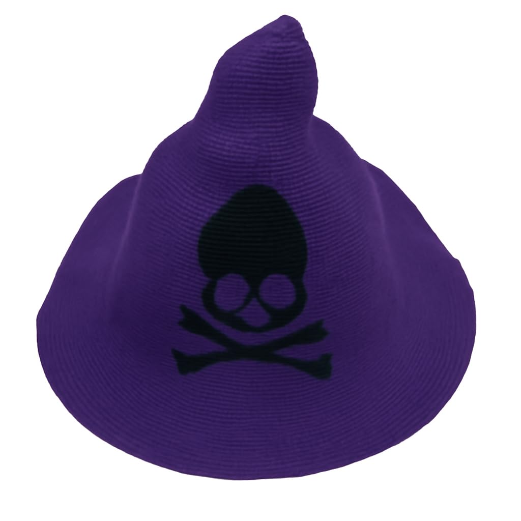 YAMEE Halloween Skull Witch Hat, Wool Knit Wizard Hat for Men & Women, Knitted Cap for Party Costume (Purple, M)