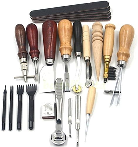 Sew kit-Vintage Leather Craft Tools Kit Stitching Sewing Beveler Punch Working Hand Tool
