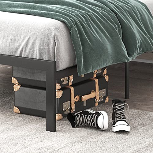 Allewie Twin Size Platform Bed Frame with Wooden headboard and Metal