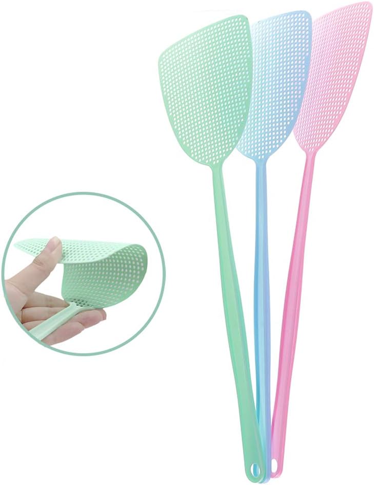 Premium 3PCS Fly Swatters, Strong Flexible Long Fly Swatter Pack, 17.5 Inches Handle Fly Swatter/ Fly Swatters for Indoor/Outdoor/Classroom/Office( 3colors): Garden & Outdoor