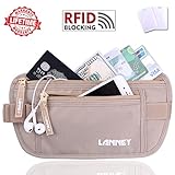 Travel Money Belt Waist Wallet RFID Blocking Waist Pack Hidden Stash for Men Women, Anti-Theft Passport Holder with 10 Credit Card RFID Blocking Sleeves