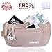 Travel Money Belt Waist Wallet RFID Blocking Waist Pack Hidden Stash for Men Women, Anti-Theft Passport Holder with 10 Credit Card RFID Blocking Sleeves