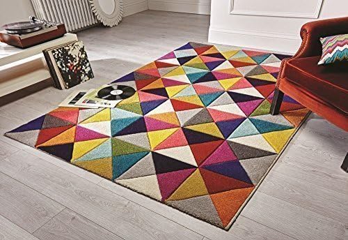 Modern Soft Quality Yellow Green Grey Blue Black Cream Rug – Samba Multi 80 x 150 cm by Design Barn