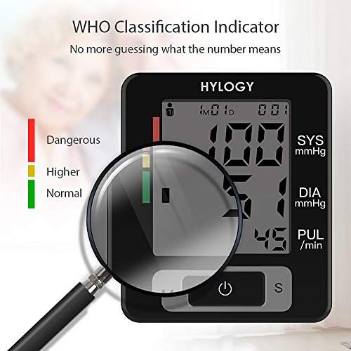 Wrist Blood Pressure Monitor, Hylogy BP Monitor Automatic Blood Pressure Monitor with Adjustable Blood Pressure Cuff 5.3-8.5 Inch, Portable Case, Two User Modes, IHB Indicator and 2*90 Memories